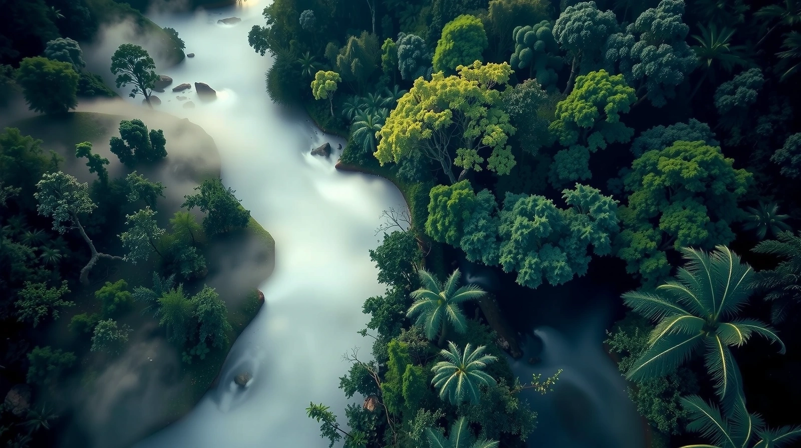 Vista aérea de la cuenca amazónica